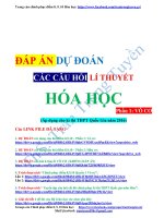 Đáp án dự đoán câu hỏi lí thuyết vô cơ ( Luyện thi THPT quốc gia môn Hóa học )