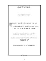 Vận dụng lý thuyết liên văn bản vào dạy học các tác phẩm thơ mới trong chương trình ngữ văn 11   trung học phổ thông 