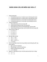 Ngân hàng câu hỏi môn Hóa Lý