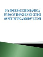 Quy đinh khảo nghiệm đánh giá rủi ro cây trồng biến đổi gene đối với môi trường và ĐDSH ở việt nam