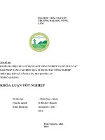 Đánh giá hiệu quả sử dụng đất nông nghiệp và đề xuất các giải pháp nâng cao hiệu quả sử dụng đất nông nghiệp trên địa bàn xã nam tuấn   huyện hòa an   tỉnh cao bằng 