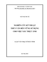 Nghiên cứu kỹ thuật thủy vân bền vững sử dụng cho việc xác thực ảnh