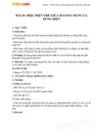 Giáo án Vật lý 7 bài 26: Hiệu điện thế giữa hai đầu dụng cụ dùng điện