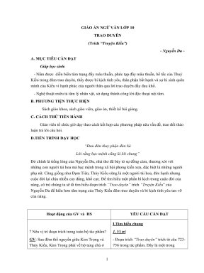 Giáo án Trao duyên Ngữ văn 10 - Tài liệu text