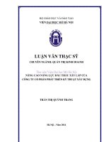 Nâng cao năng lực đấu thầu xây lắp của công ty cổ phần phát triển kỹ thuật xây dựng 