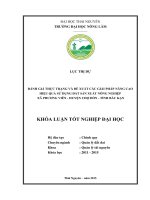 Đánh giá thực trạng và đề xuất các giải pháp nâng cao hiệu quả sử dụng đất sản xuất nông nghiệp xã phương viên   huyện chợ đồn   tỉnh bắc kạn