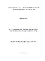 Lựa chọn bài tập phát triển thể lực chung cho sinh viên khoa kinh tế  viện đại học mở hà nội 