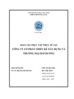 BÁO CÁO THỰC TẬP THỰC TẾ TẠICÔNG TY CỔ PHẦN THIẾT KẾ XÂY DỰNG VÀ THƯƠNG MẠI HẢI DƯƠNG