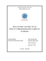 BÁO CÁO THỰC TẬP THỰC TẾ TẠI CÔNG TY TNHH KINH DOANH VÀ DỊCH VỤ VŨ HOÀNG