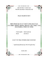 Đề tài biện pháp quản lý chất lượng đào tạo của hiệu trưởng trường trung cấp tư thục Tân Bách Khoa tỉnh tây ninh