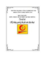 Đề tài: Quản lý thu phí cước điện thoại  Bài tập lớn môn phân tích thiết kế hệ thống hướng đối tượng