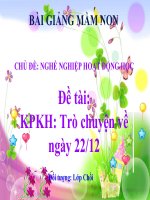 Bài giảng điện tử mầm non lớp Chồi đề tài KPKH: Trò chuyện về ngày 2212