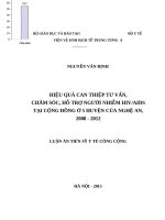 Hiệu quả can thiệp tư vấn, chăm sóc, hỗ trợ người nhiễm HIVAIDS tại cộng đồng ở 5 huyện của nghệ an, 2008   2012 