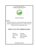 Đánh giá công tác cấp Giấy chứng nhận quyền sử dụng đất trên địa bàn xã Nam La  huyện Văn Lãng  tỉnh Lạng Sơn, giai đoạn 2012 - 2014