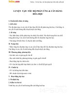 Giáo án Hóa học 10 bài 39: Luyện tập Tốc độ phản ứng và cân bằng hóa học