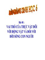 Bài giảng Sinh học 6 bài 48: Vai trò của thực vật và động vật đối với đời sống con người