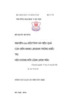 Nghiên cứu độc tính và hiệu quả điều trị của viên nang lipidan trong điều trị hội chứng rối loạn lipid máu (TT) 