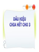 Bài giảng Dấu hiệu chia hết cho 3 Toán 4