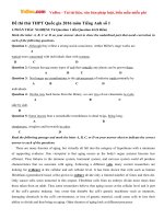 Bộ đề thi thử THPT Quốc gia năm 2016 môn Tiếng Anh - Số 14