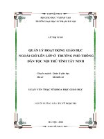 Đề tài Quản lý hoạt động giáo dục ngoài giờ lên lớp ở trường Phổ thông dân tộc nội trú tỉnh Tây Ninh