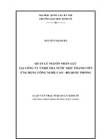 QUẢN lý NGUỒN NHÂN lực tại CÔNG TY TNHH NHÀ nước một THÀNH VIÊN ỨNG DỤNG CÔNG NGHỆ CAO   bộ QUỐC PHÒNG 