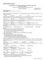 Đề thi thử THPT Quốc gia môn Vật lý năm 2016 trường THPT Yên Lạc 2, Vĩnh Phúc (Lần 4)