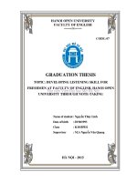 Developing listening skill for freshment at faculty of english, hanoi open university through note taking 