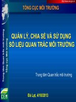 Quản lý, chia sẻ và sử dụng số liệu quan trắc môi trường
