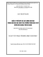 Đề tài Quản lý phối hợp các lực lượng giáo dục trong giáo dục học sinh ở các trường trung học cơ sở huyện Bắc Quang, tỉnh Hà Giang