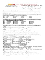 Đề thi thử THPT Quốc gia năm 2016 môn Tiếng Anh trường THPT Ngô Gia Tự, Vĩnh Phúc (Lần 4)