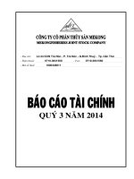 Báo cáo tài chính quý 3 năm 2014 - Công ty Cổ phần Thủy sản Mekong