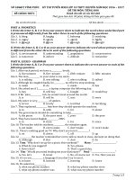 Đề thi tuyển sinh vào lớp 10 THPT Chuyên môn Tiếng Anh (Đề chung) năm học 2016-2017 tỉnh Vĩnh Phúc