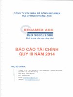 Báo cáo tài chính quý 3 năm 2014 - Công ty cổ phần Bê tông Becamex