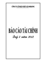 Báo cáo tài chính quý 3 năm 2012 - Công ty Cổ phần Thủy sản Mekong