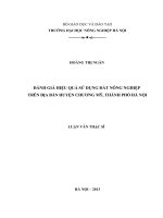 ĐÁNH GIÁ HIỆU QUẢ SỬ DỤNG ĐẤT NÔNG NGHIỆP  TRÊN ĐỊA BÀN HUYỆN CHƯƠNG MỸ, THÀNH PHỐ HÀ NỘI
