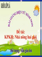 Bài giảng điện tử mầm non lớp Lá đề tài KPKH – Nhà nông hai giỏi