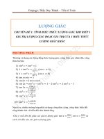 THẦY DUY THÀNH PHƯƠNG PHÁP TÍNH các BIỂU THỨC LƯỢNG GIÁC PHẦN 1