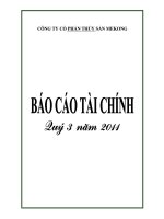 Báo cáo tài chính quý 3 năm 2011 - Công ty Cổ phần Thủy sản Mekong