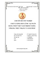 CHẤT LƯỢNG bảo LÃNH  tại NGÂN HÀNG TMCP VIỆT NAM THỊNH VƯỢNG VPBANK  THỰC TRẠNG và GIẢI PHÁP