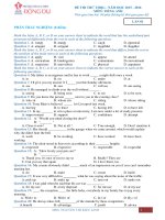 Bộ đề thi thử THPT Quốc gia môn Tiếng Anh năm 2016 trường THCS & THPT Đông Du, Đắk Lắk