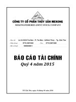 Báo cáo tài chính quý 4 năm 2015 - Công ty Cổ phần Thủy sản Mekong