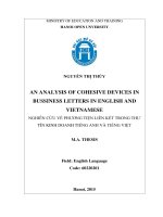 An analysis of cohesive devices in bussiness letters in english and vietnamese 