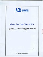 Báo cáo thường niên năm 2013 - Công ty TNHH Chứng khoán ACB