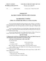 Nghị quyết Đại hội cổ đông thường niên năm 2010 - Công ty Cổ phần Bê tông ly tâm An Giang