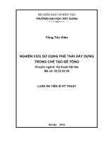 NGHIÊN cứu sử DỤNG PHẾ THẢI xây DỰNG TRONG CHẾ tạo bê TÔNG 