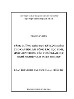 Tăng cường giáo dục kỹ năng mềm cho cán bộ làm công tác học sinh, sinh viên trong các cơ sở giáo dục nghề nghiệp giai đoạn 2016 - 2020