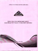Báo cáo tài chính hợp nhất quý 1 năm 2014 trong giai đoạn chuyển đổi - Công ty Cổ phần Đường Biên Hoà