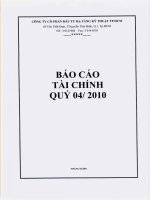 Báo cáo tài chính quý 4 năm 2010 - Công ty cổ phần Đầu tư Hạ tầng Kỹ thuật T.P Hồ Chí Minh