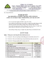 Nghị quyết Đại hội cổ đông thường niên năm 2011 - Công ty cổ phần Thực phẩm Nông sản Xuất khẩu Sài Gòn