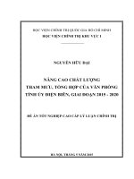NÂNG CAO CHẤT LƯỢNG THAM MƯU, TỔNG HỢP CỦA VĂN PHÒNG TỈNH ỦY ĐIỆN BIÊN, GIAI ĐOẠN 2015 - 2020
